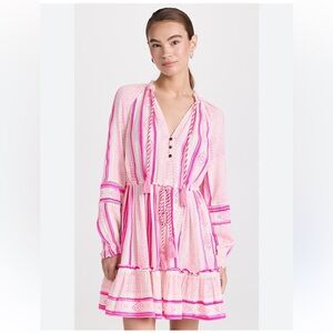 Veronica Beard Danica Cotton Dress Pink/White XS